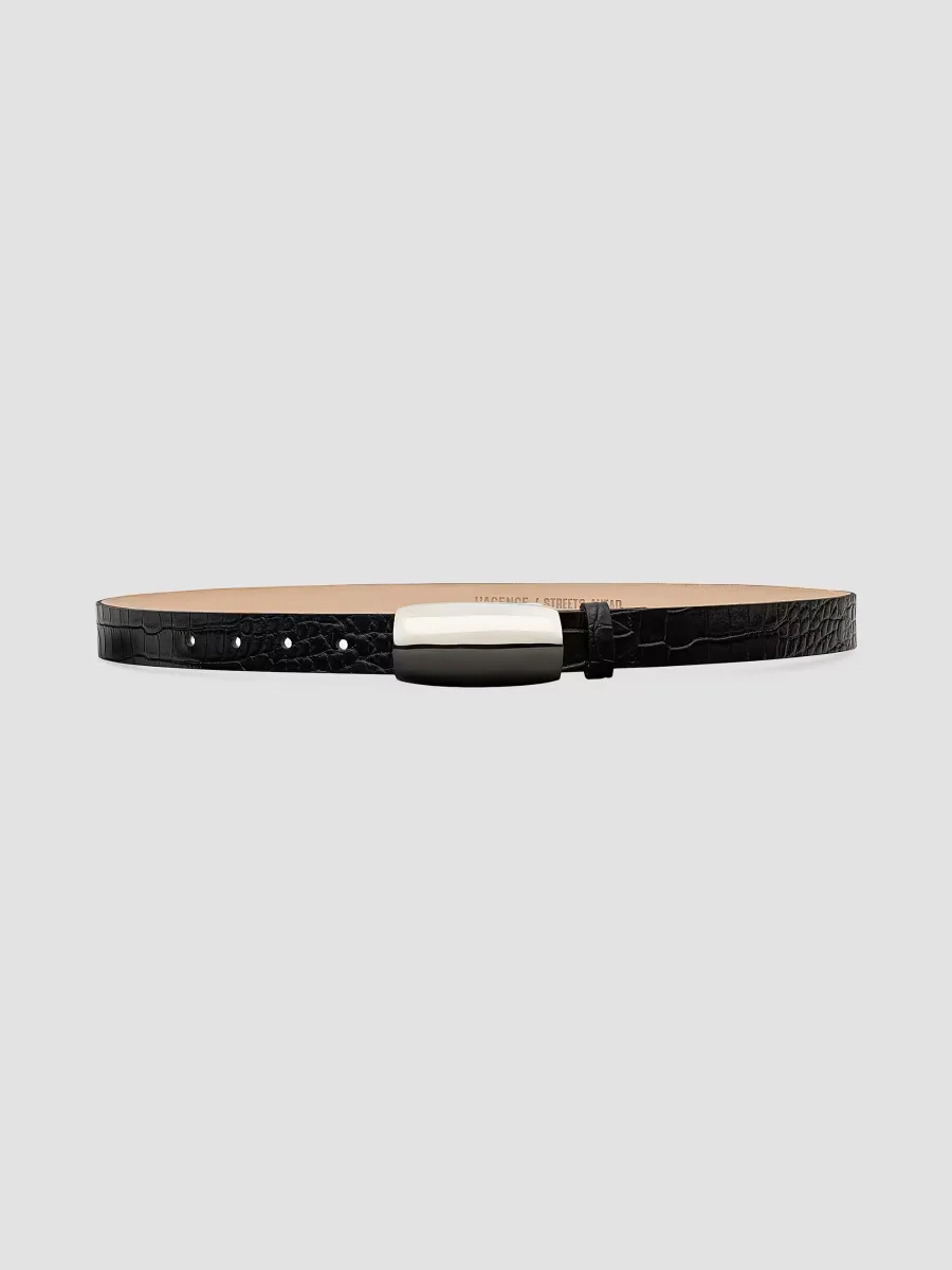 Marlowe Lizard-Embossed Leather Belt by L'AGENCE