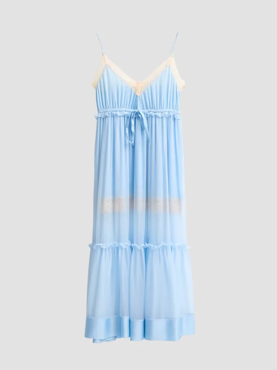 Imogen Lace-Trimmed Silk Maxi Slipdress
