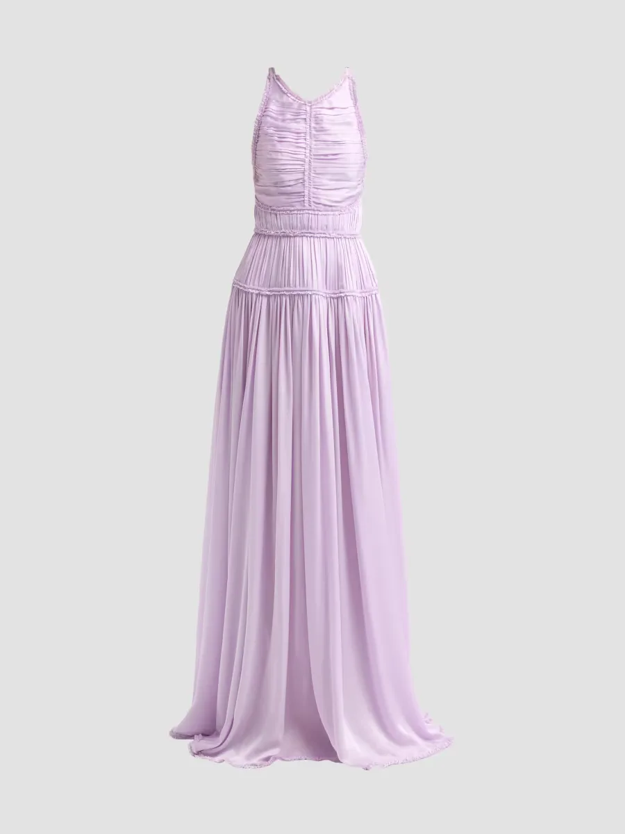 Demetra Ruched Silk Gown