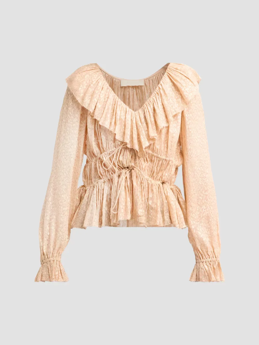 Odilia Ruffled Silk-Blend Blouse
