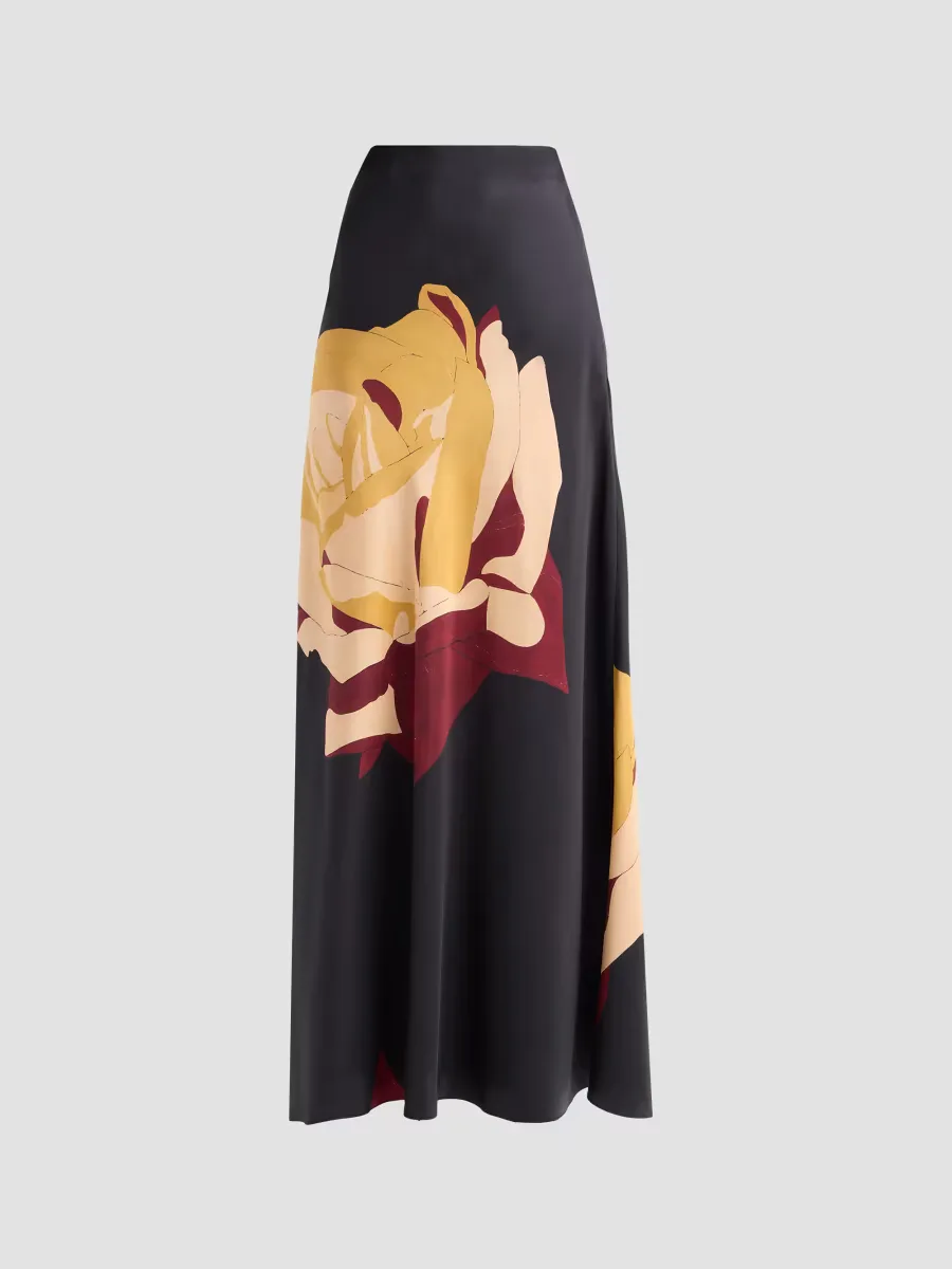 Pera Floral Silk Skirt by Ulla Johnson