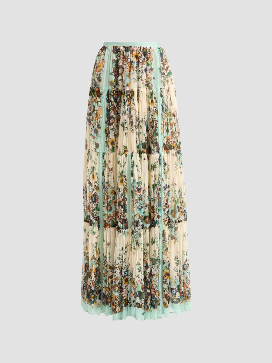 Gaelle Floral Silk A-Line Maxi Skirt by Ulla Johnson