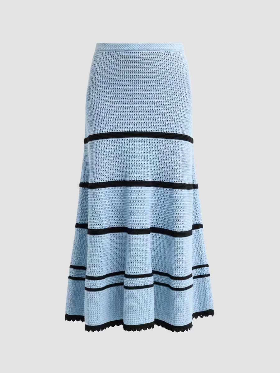 Leyna Striped Cotton Knit Midi Skirt by Ulla Johnson
