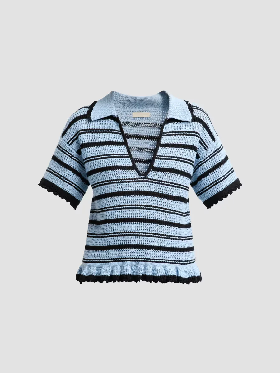 Remi Striped Cotton Knit Polo Shirt by Ulla Johnson