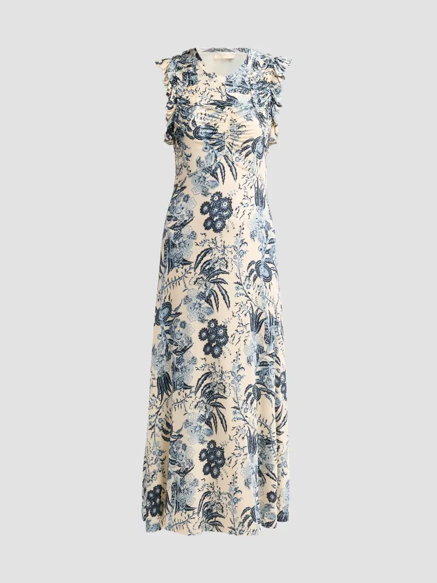 Valentine Floral Flutter-Sleeve Midi Dress by Ulla Johnson