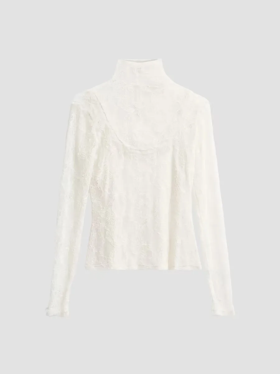 Olivette Floral Stretch-Lace Long-Sleeve Top by Ulla Johnson