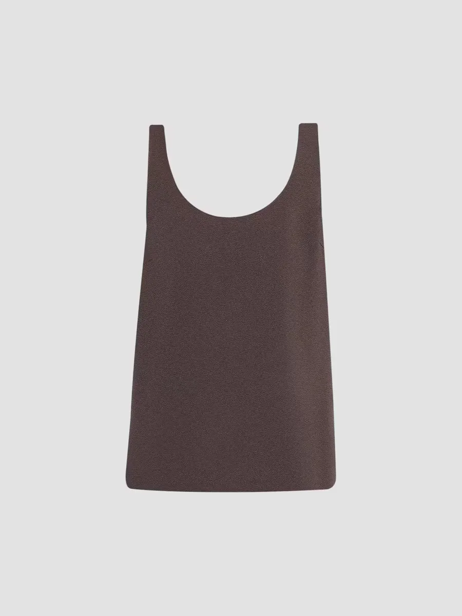 Scoopneck Pebbled-Crepe Tank by Theory