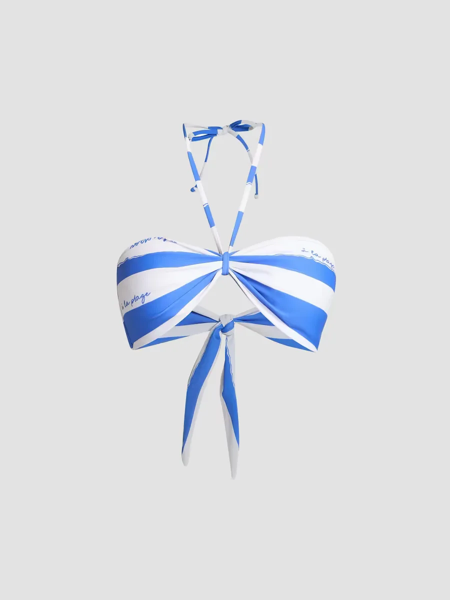 A La Plage Striped Halterneck Bikini Top by Milly