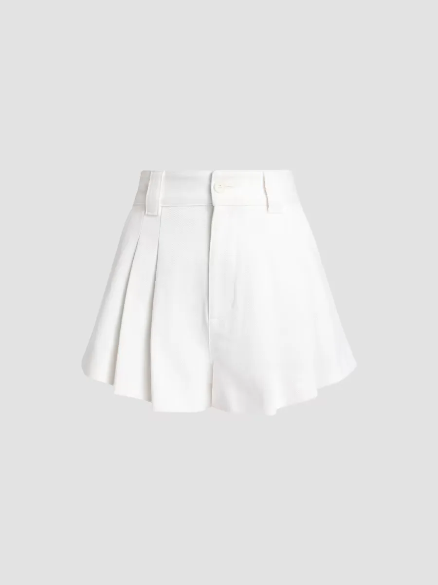 The Structural Pleated Cotton High-Rise Shorts