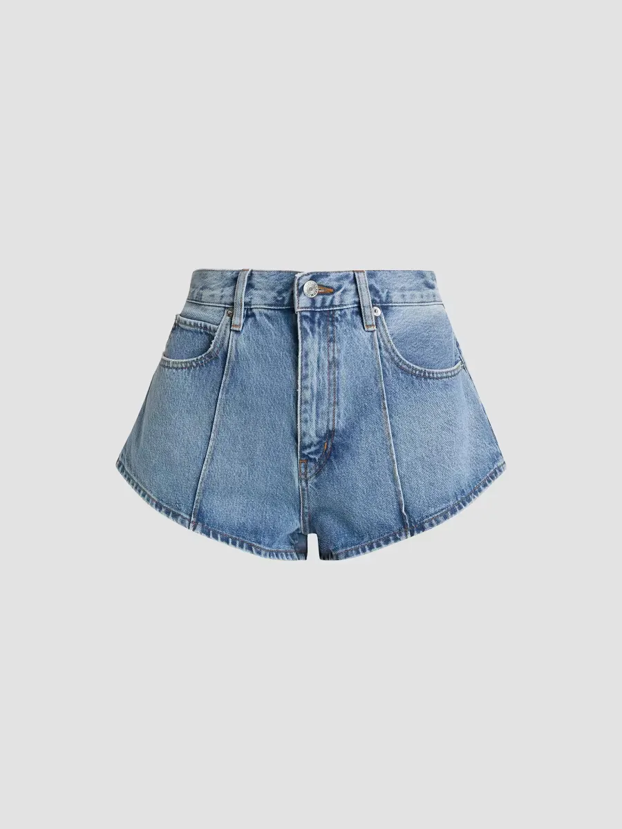 The Tilt Seamed Denim Shorts by FRAME