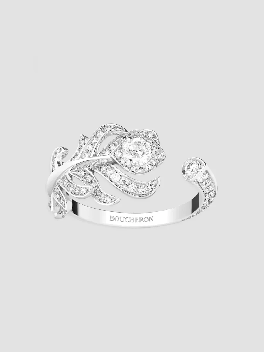 Nature Triomphante Plume De Paon 18K White Gold & 0.60 TCW Diamond Ring by Boucheron