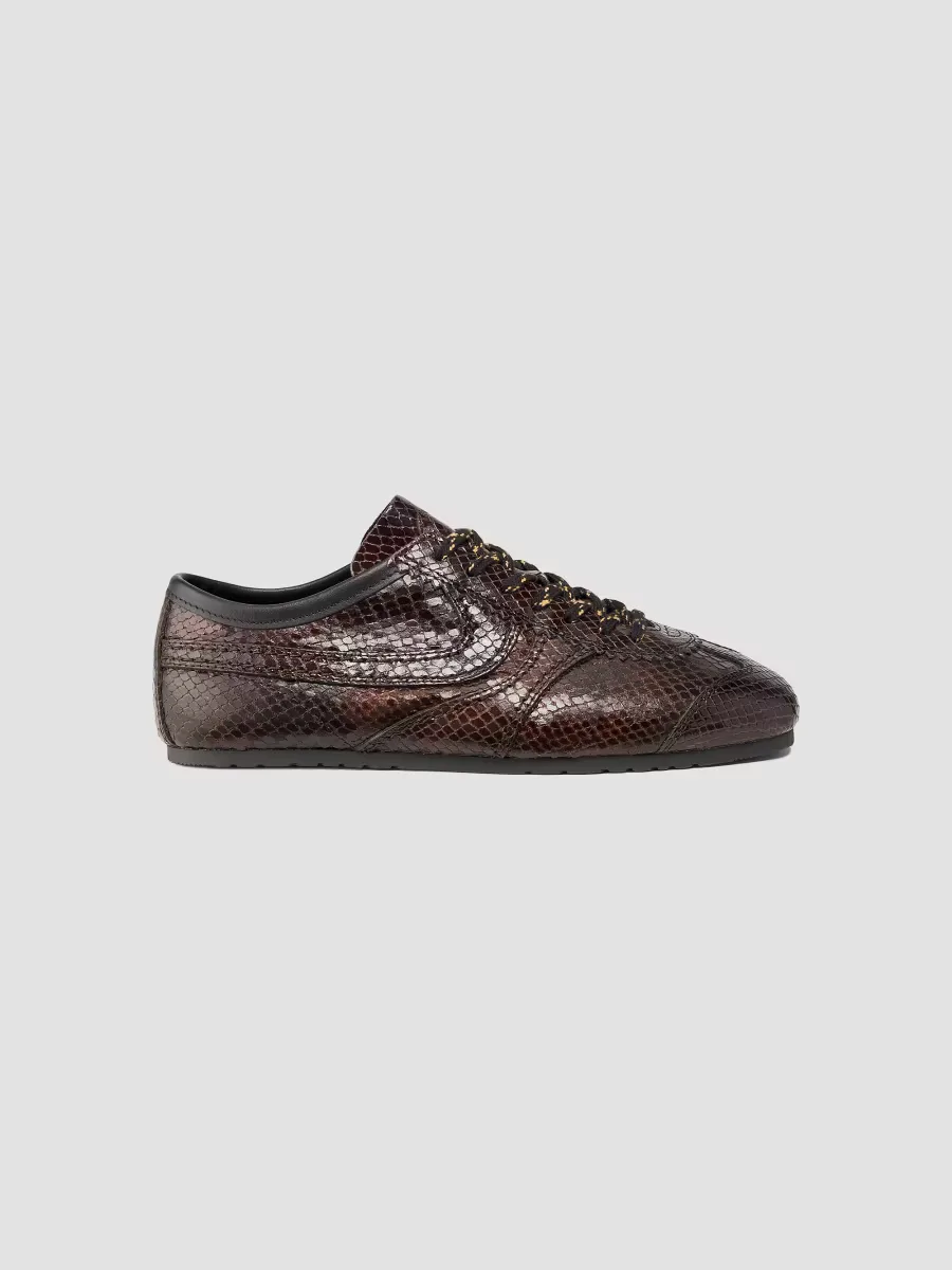 Snake-Embossed Leather Sneakers by Dries Van Noten
