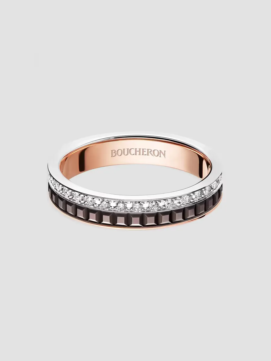 Quatre Classique Tri-Tone 18K Gold & 0.21 TCW Diamond Wedding Band by Boucheron
