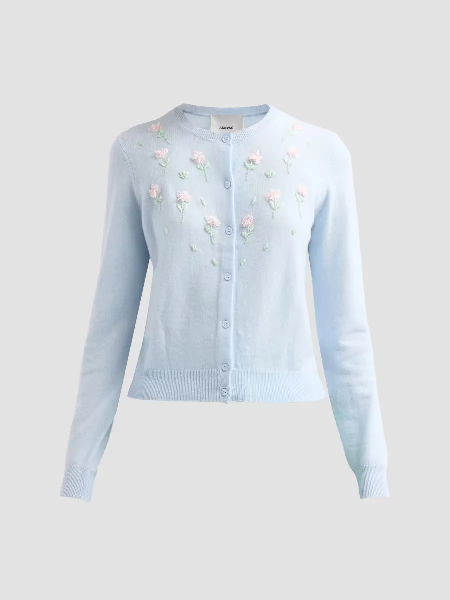 Siena Floral Wool-Blend Cardigan by AKNVAS