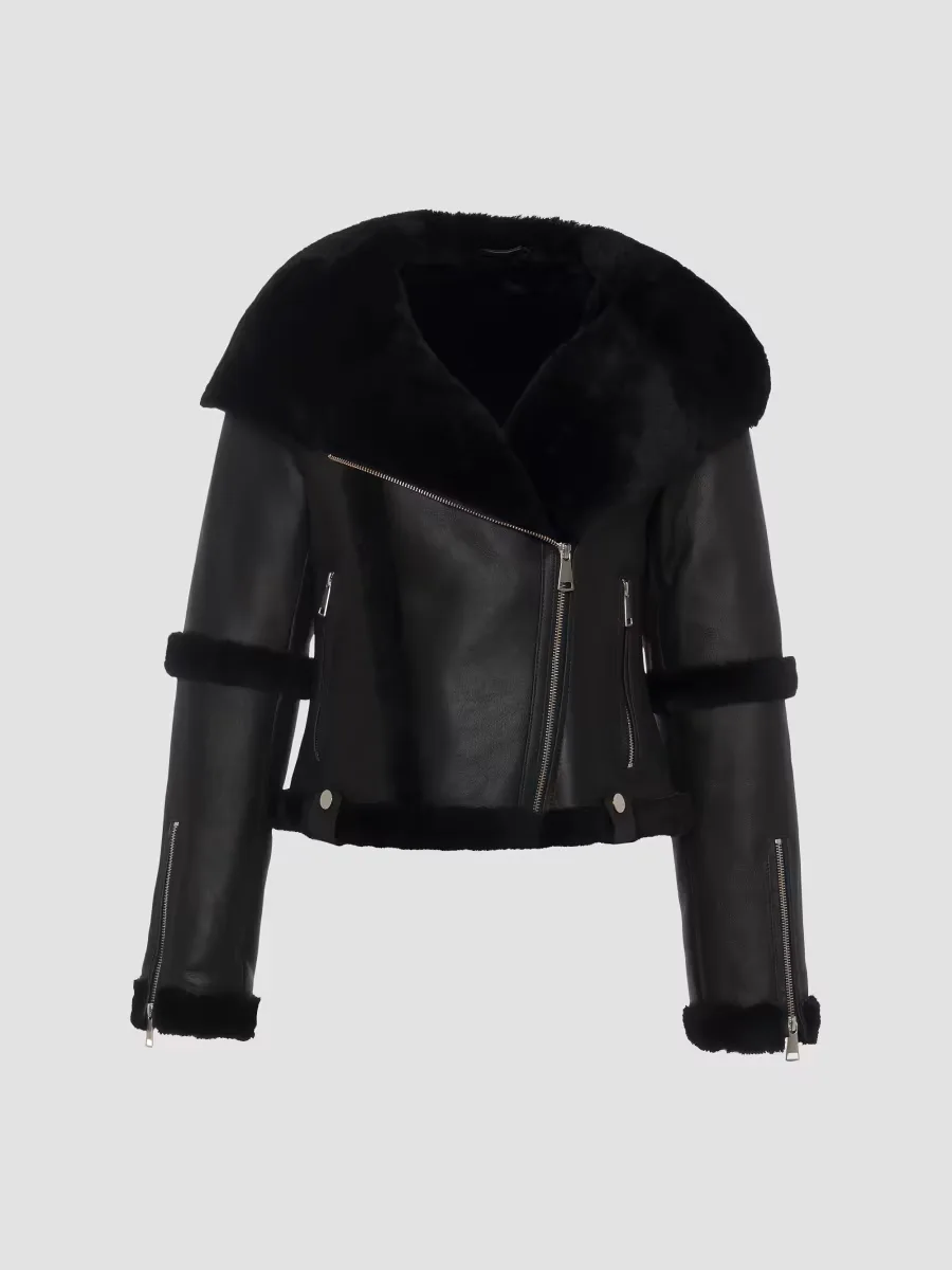 Select Shearling Lamb Zip Coat with Hood by Gorski