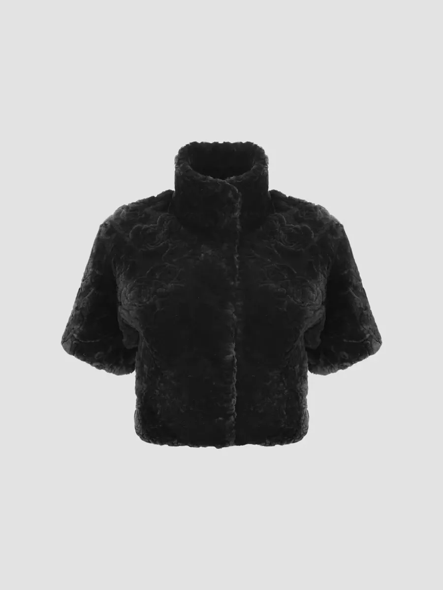 Select Shearling Lamb Rose Cut Bolero, Cropped Sleeves by Gorski