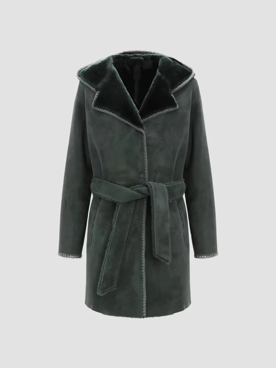 Merino Shearling Lamb Parka with Embroidered Trim by Gorski
