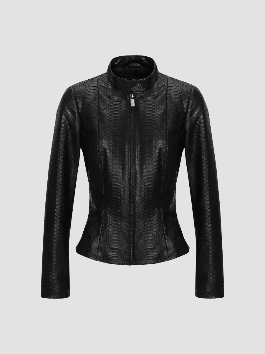 Python Leather Zip Jacket by Gorski