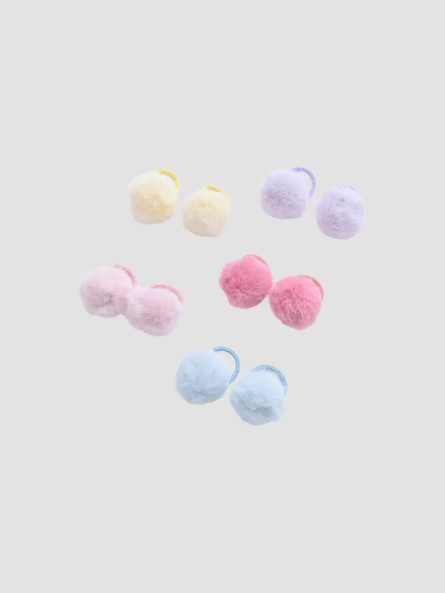 Fluffy Pom-Pom Hair Tie Set by Mimi Tutu