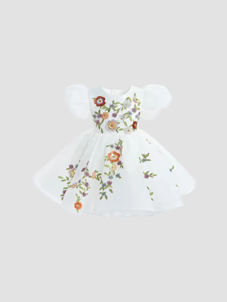 Embroidered Floral Sparkle Dress by Tulleen