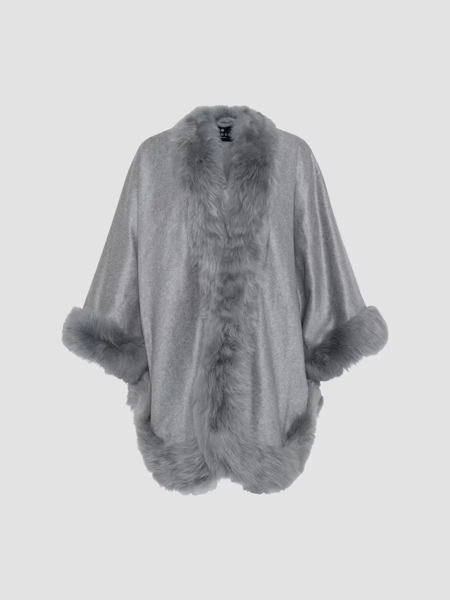 Cashmere Cape with Toscana Shearling Lamb Trim