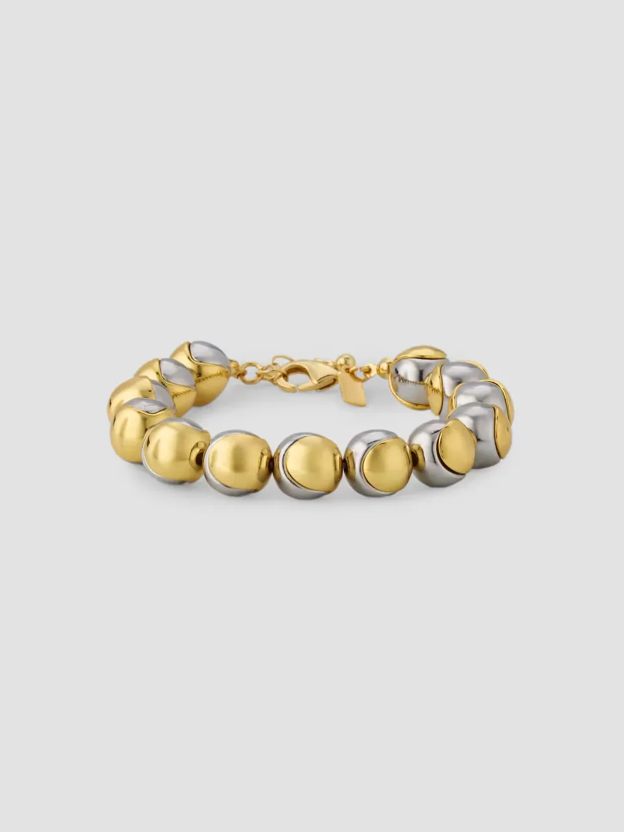 Two-Tone Goldtone & Rhodium-Plated Ball Bracelet