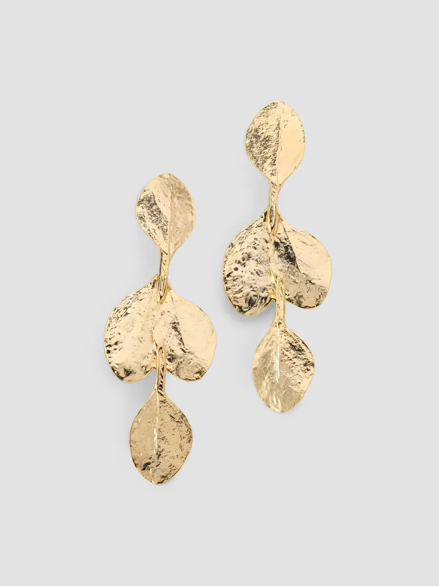 18K-Gold-Plated Leaf Drop Earrings