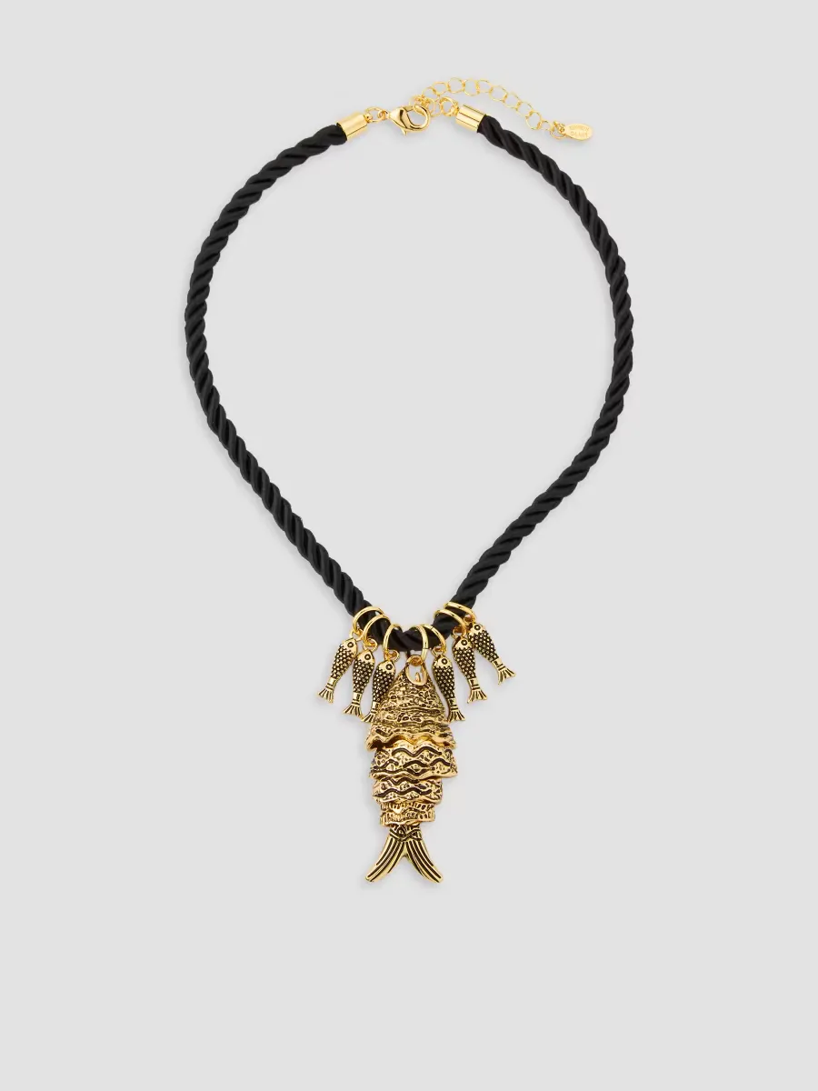 18K Gold-Plated Fish Cord Necklace by Kenneth Jay Lane
