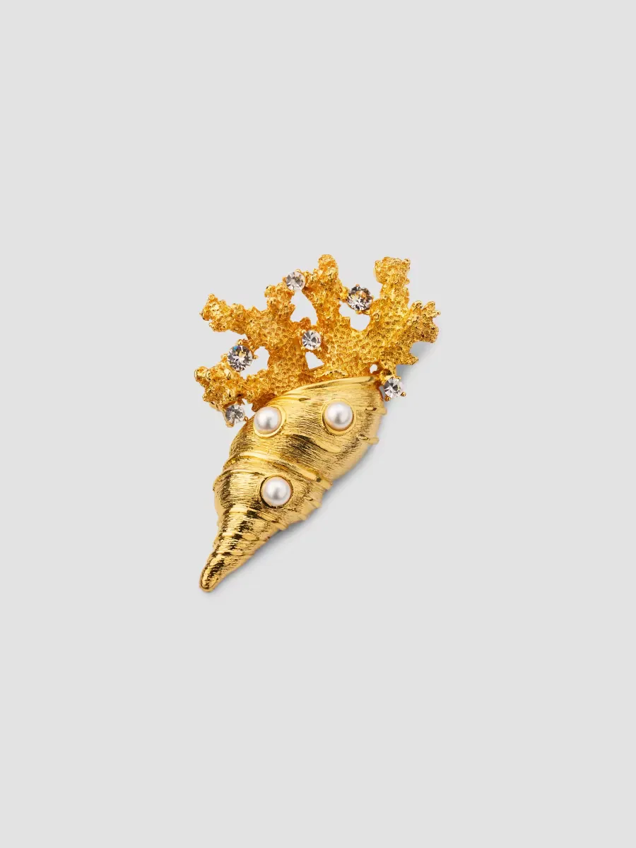 Pearls Dots Shell Brooch by Kenneth Jay Lane