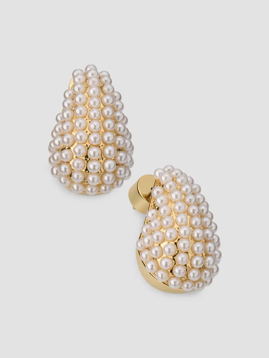 18K-Gold-Plated & Imitation Pearl Teardrop Earrings