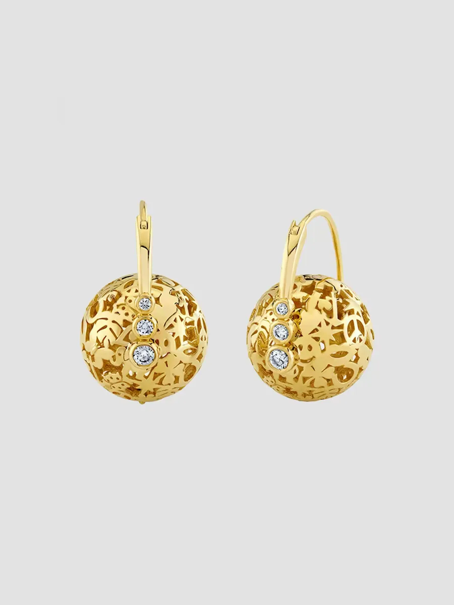 Icons 14K Yellow Gold & 0.21 TCW Diamond Beaded Drop Earrings by Sydney Evan