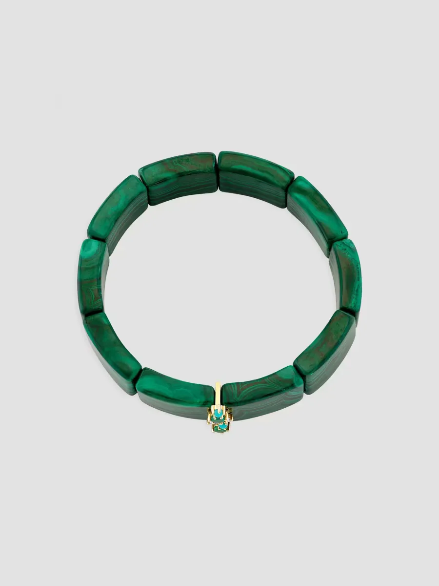 14K Yellow Gold, Malachite, Emerald, Turquoise & 0.10 TCW Diamond Beaded Bracelet by Sydney Evan