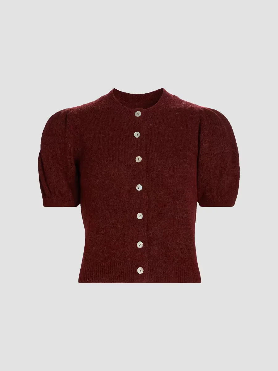 Anisa Alpaca-Wool Puff-Sleeve Cardigan by DEN