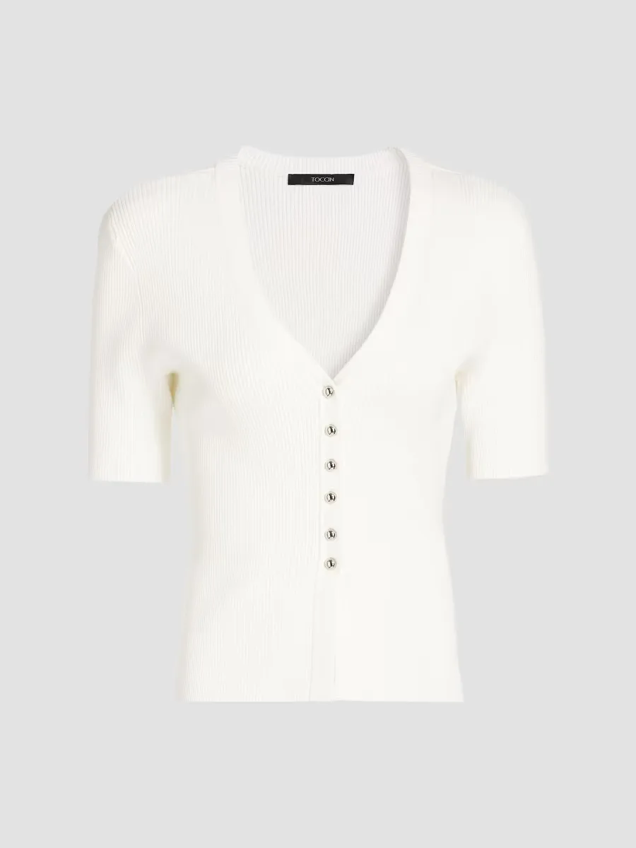 Charity Rib-Knit Cardigan by Toccin