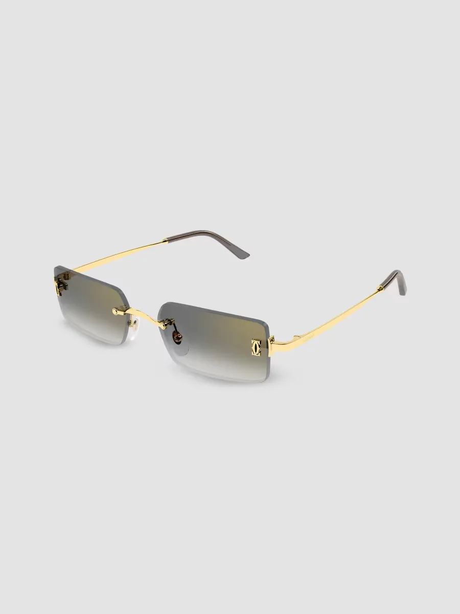 C De Cartier 56MM 24-Carat Gold-Plated Rimless Rectangular Sunglasses by Cartier's