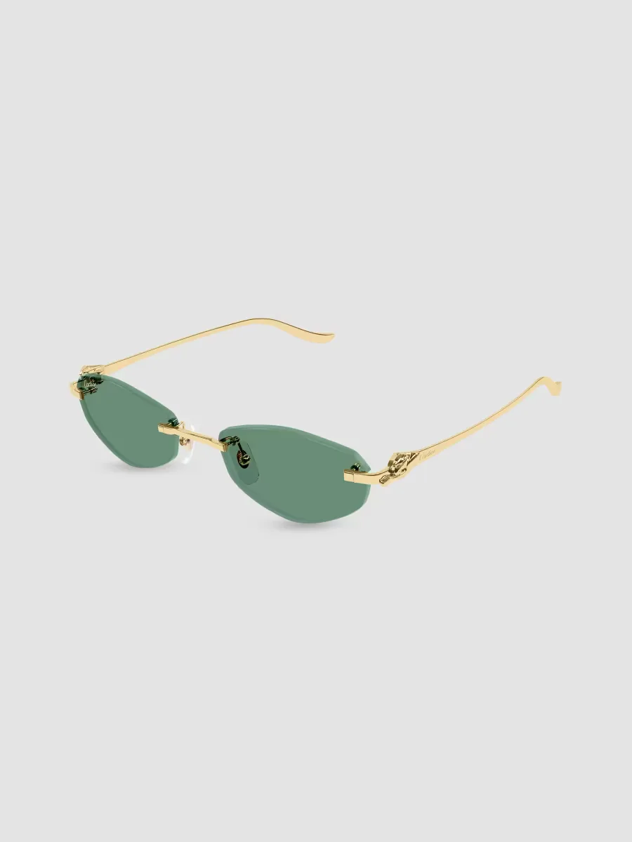 Panthre De Cartier 55MM Panthre Classic 24 Carat Gold-Plated Metal Rimless Geometrical Sunglasses by Cartier's