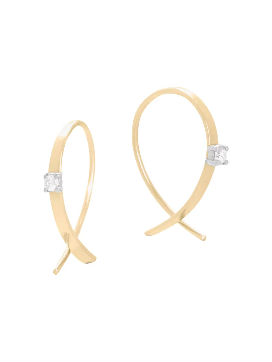 Solo Mini 14K Gold & Diamond Flat Upside Down Hoops by Lana