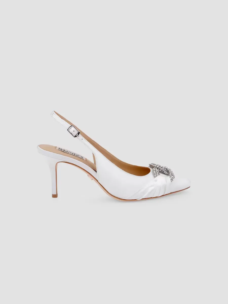 Ripley 75MM Embellished Satin Slingback Pumps by Badgley Mischka