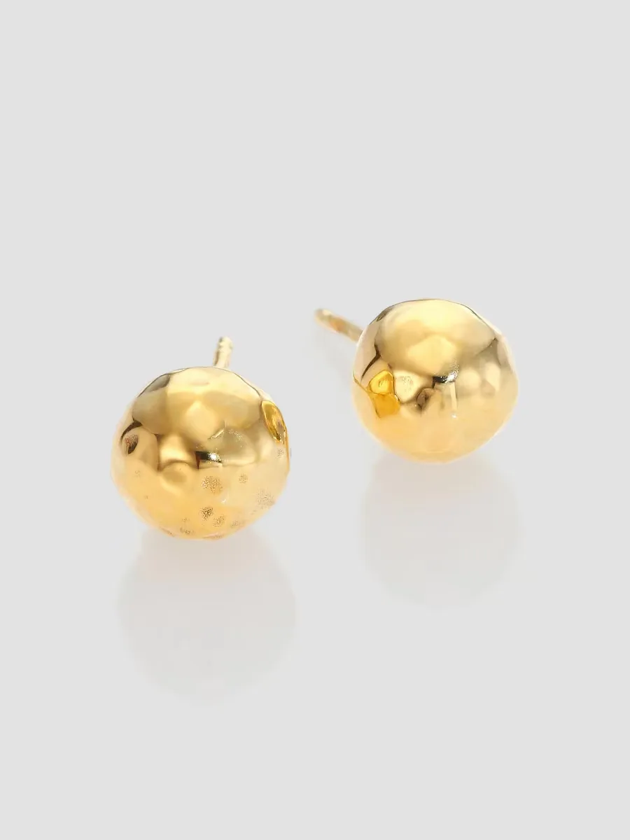 Classico Mini 18K Yellow Gold Hammered Ball Stud Earrings