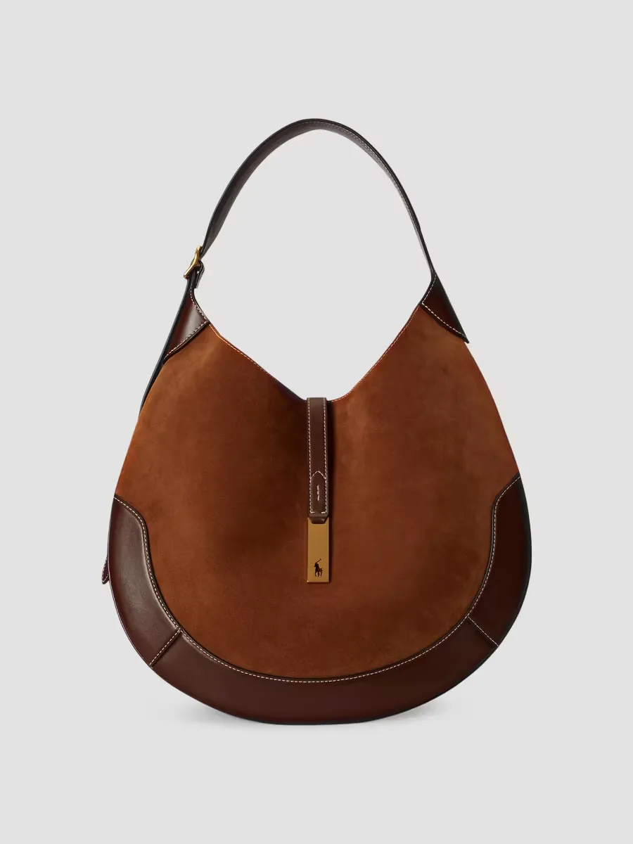 Polo ID Suede & Leather-Trim Shoulder Bag