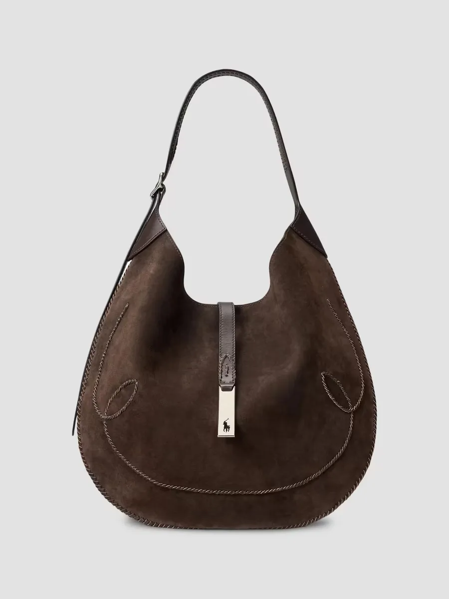 Polo ID Suede Western Large Shoulder Bag by Polo Ralph Lauren