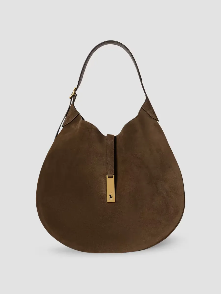 Polo ID Medium Suede Shoulder Bag by Polo Ralph Lauren