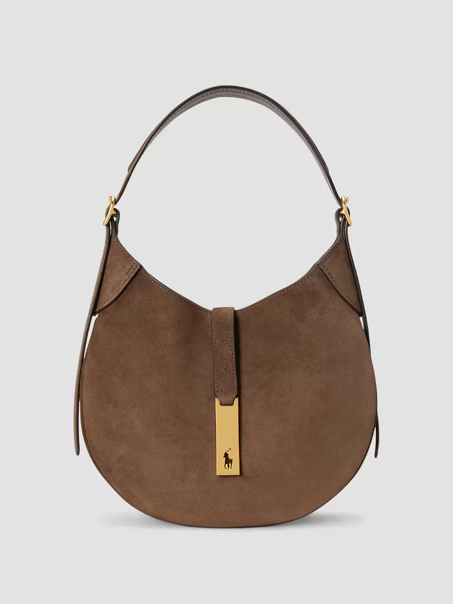 Logo Suede Shoulder Bag by Polo Ralph Lauren
