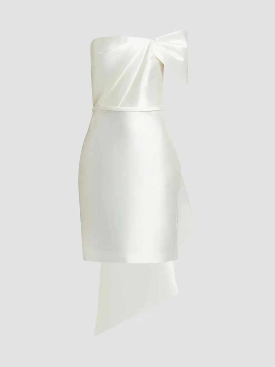 One-Shoulder Bow Back Satin Dress by Amsale
