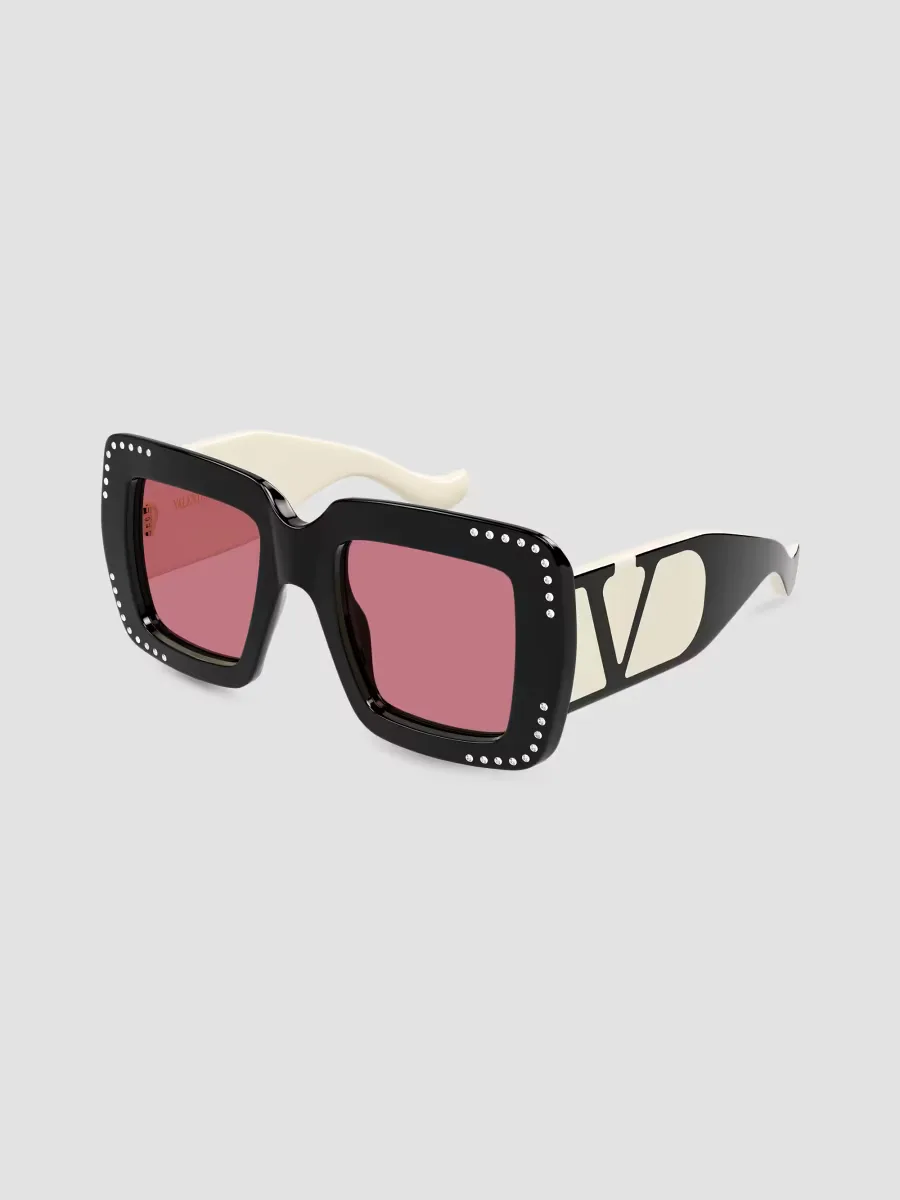 V Logo Vg0056S Viva Superstar 51MM Crystal Squared Sunglasses by Valentino