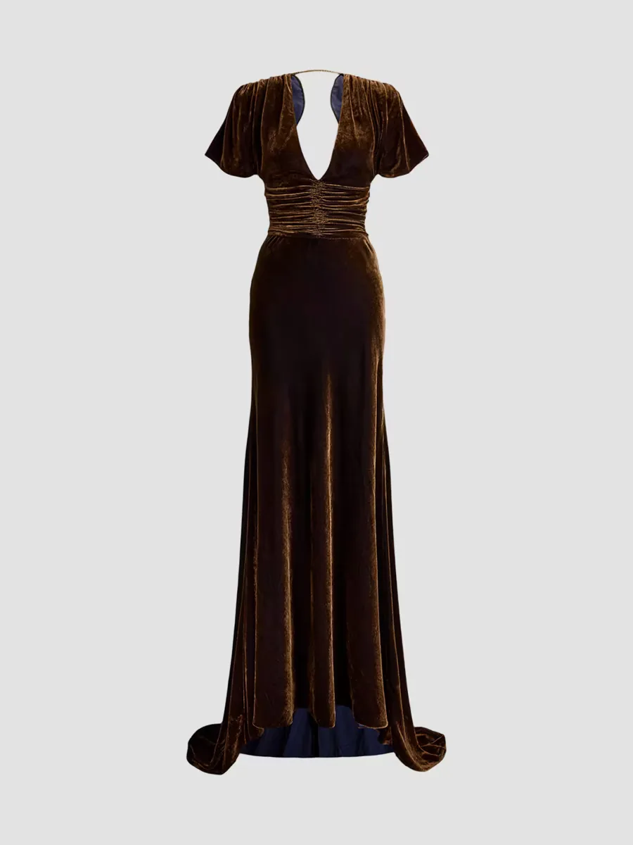 Charisse Velvet V-Neck Gown by Ralph Lauren