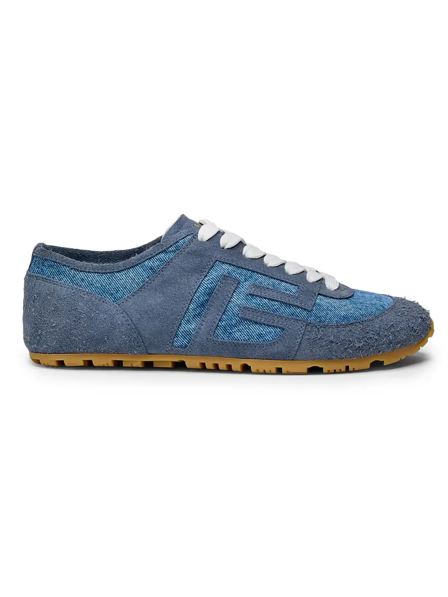 Racer 45 Denim & Suede Low-Top Sneakers