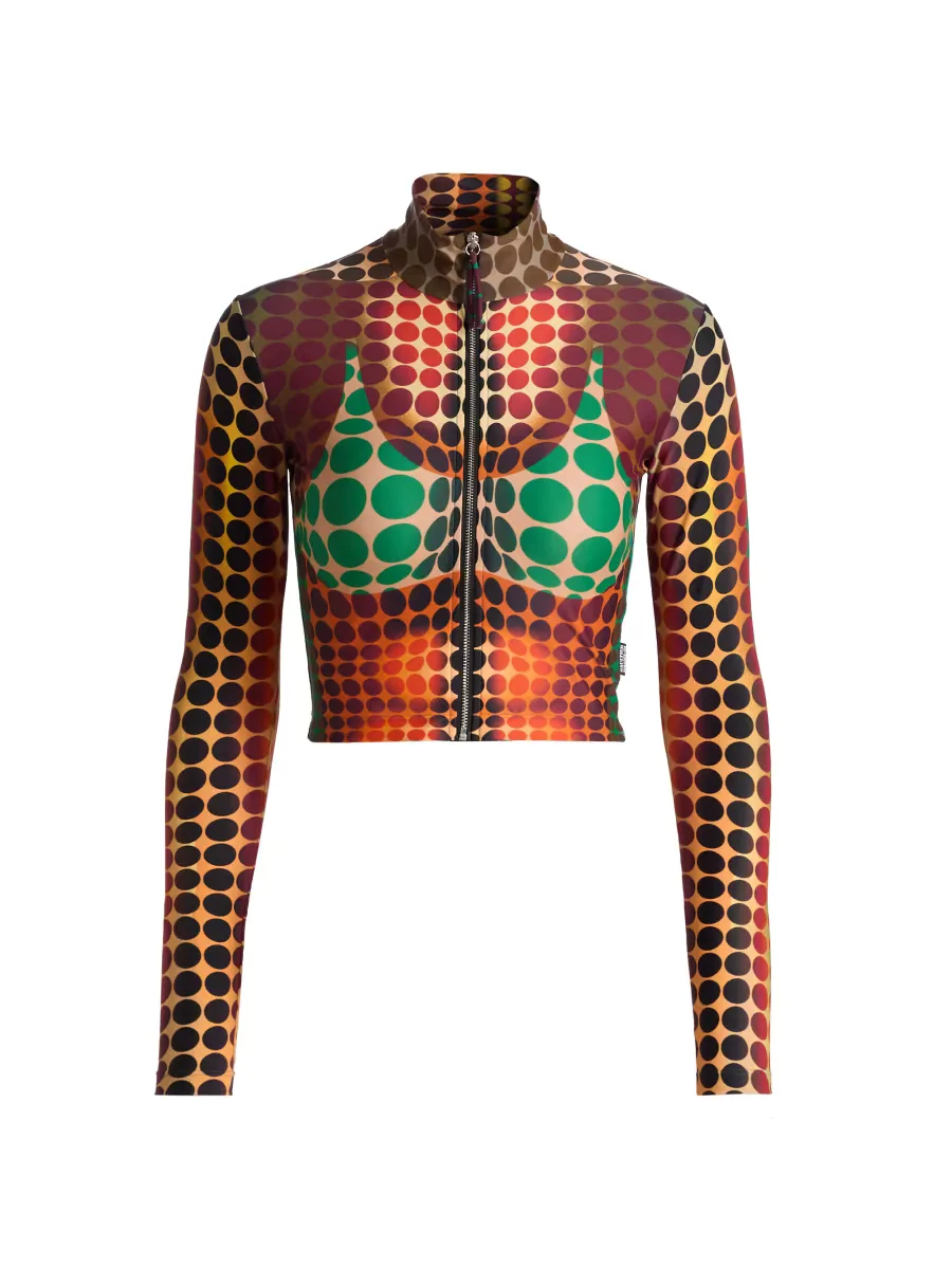 Dot-Print Long-Sleeve Crop Top by Jean Paul Gaultier
