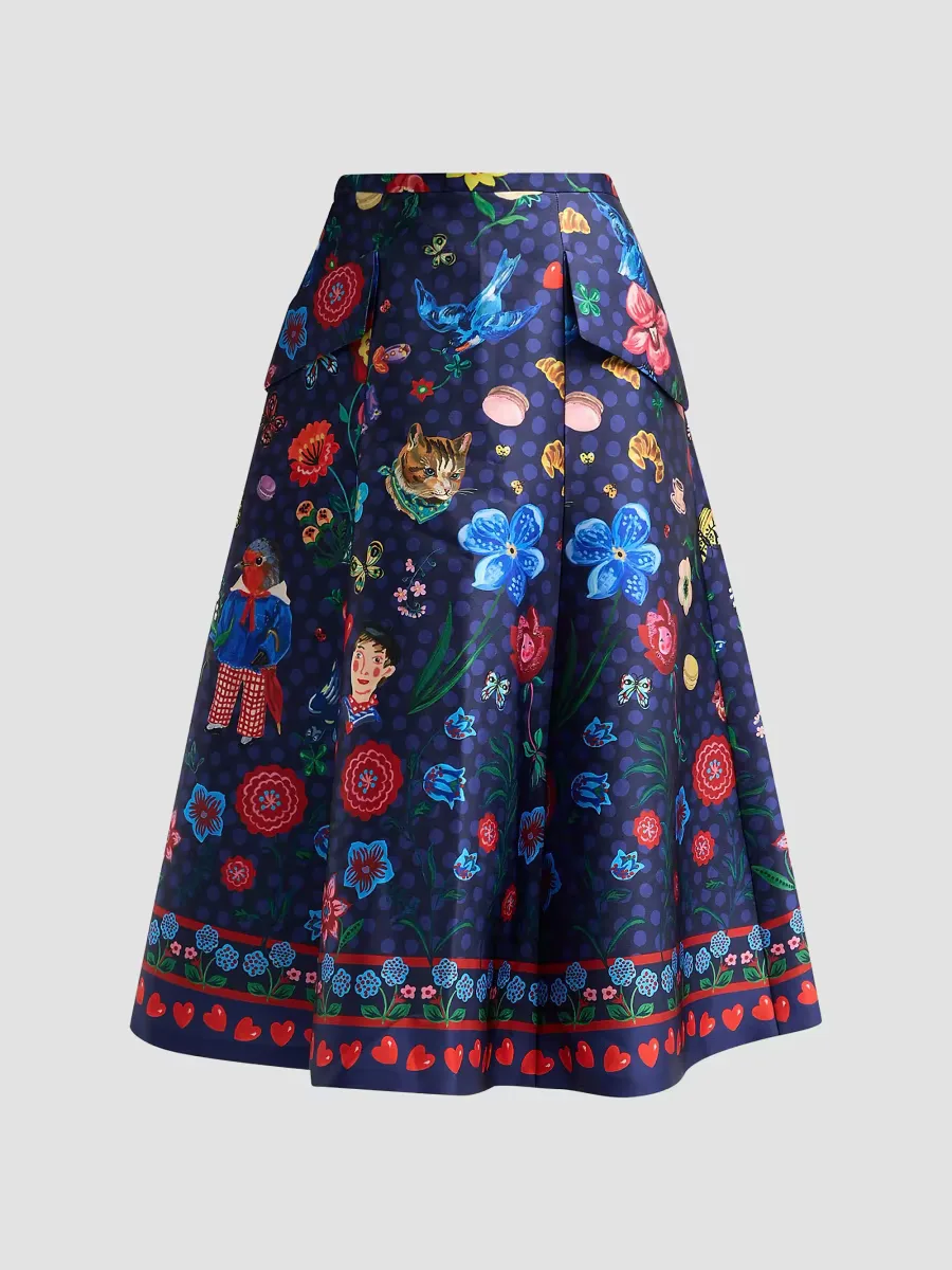 Floral Mikado Midi Skirt by Maison Common