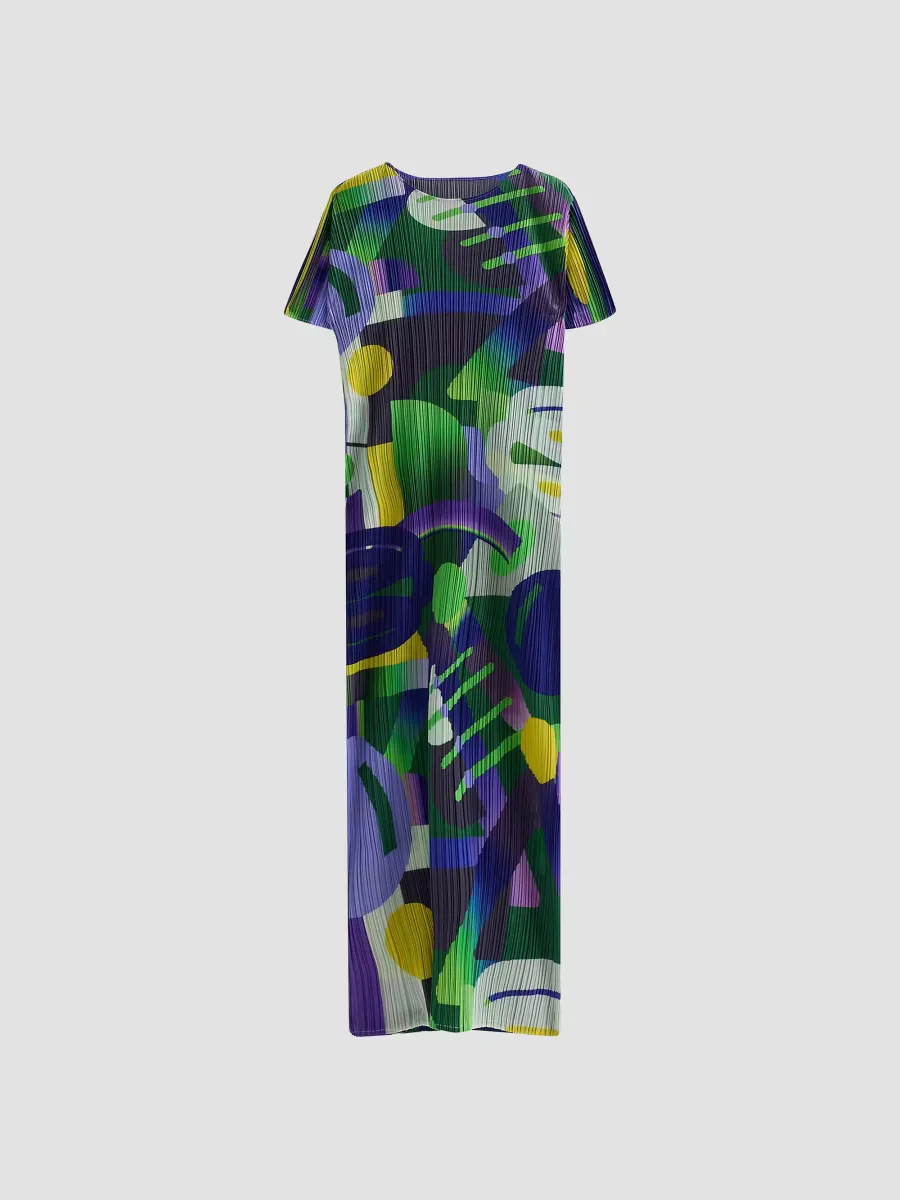 Playground Pleated Abstract Midi-Dress by Pleats Please Issey Miyake